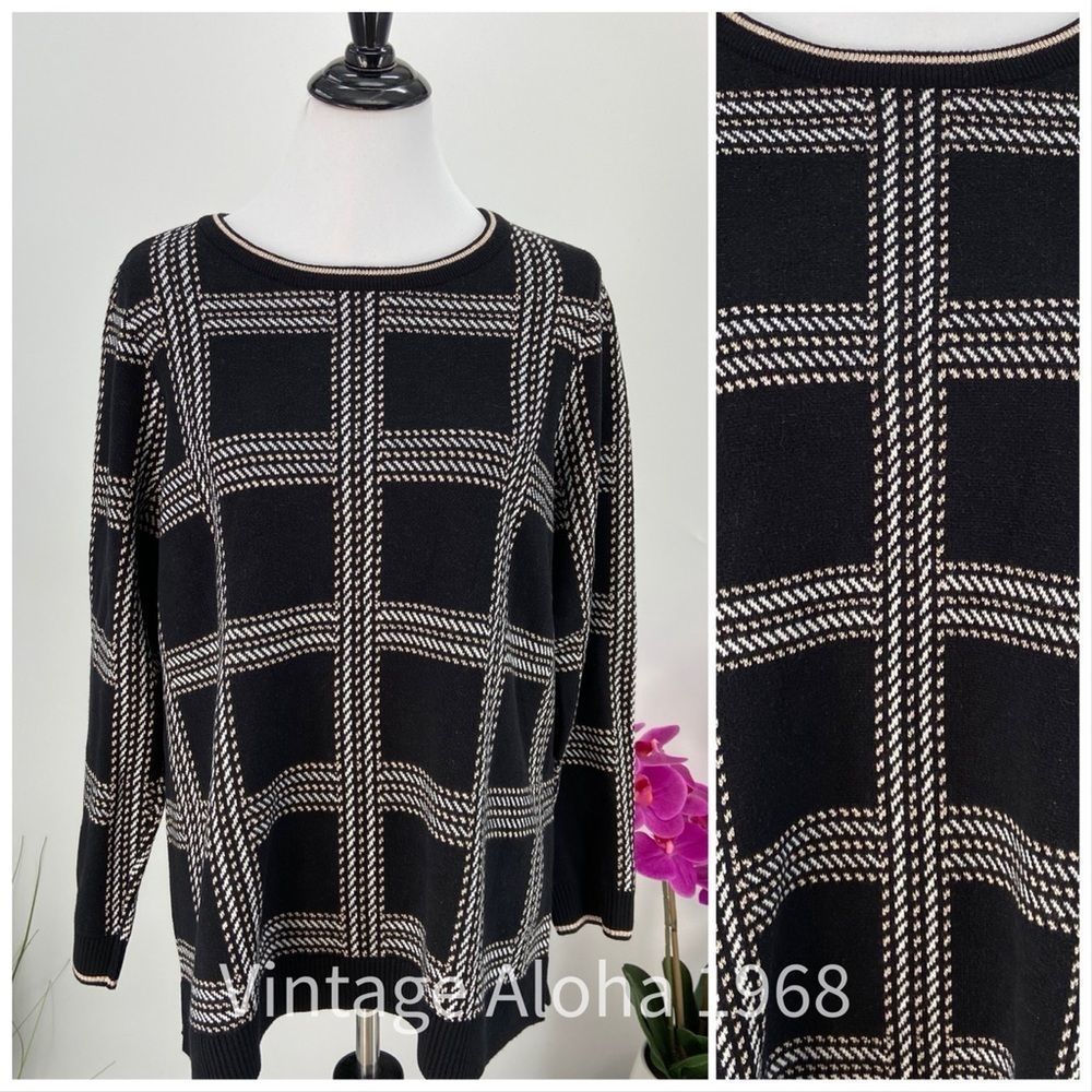 Charter Club Black and White Block Design Sweater - NWOT
